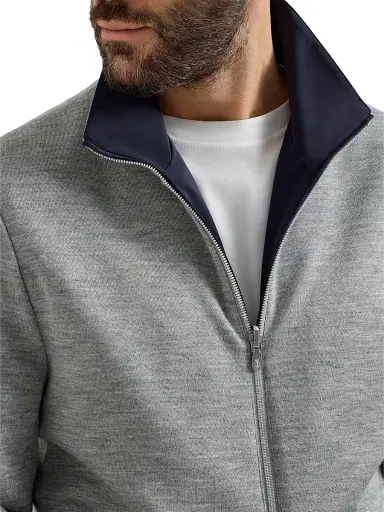 Brunello Cucinelli Men's Bonded Nylon Reversible Outerwear Jacket - Navy Blue - Size XXL | Thumbnail 4 Brunello Cucinelli Men's Bonded Nylon Reversible Outerwear Jacket - Navy Blue - Size XXL | Thumbnail 4