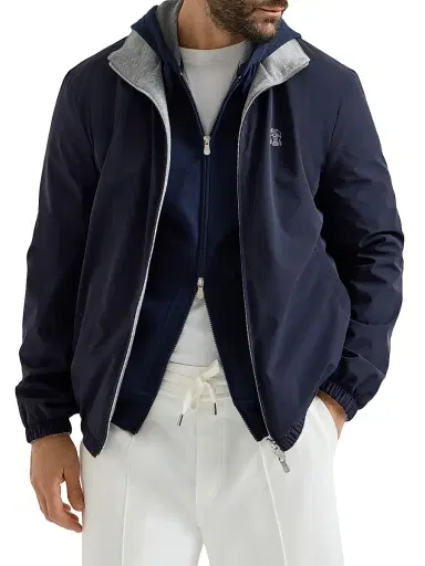 Brunello Cucinelli Men's Bonded Nylon Reversible Outerwear Jacket - Navy Blue - Size XXL | Thumbnail 5 Brunello Cucinelli Men's Bonded Nylon Reversible Outerwear Jacket - Navy Blue - Size XXL | Thumbnail 5