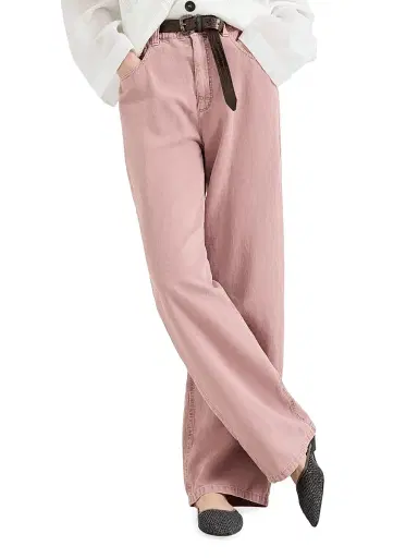 Brunello Cucinelli Women's Garment Dyed Contemporary Trousers - Pink | Thumbnail 4 Brunello Cucinelli Women's Garment Dyed Contemporary Trousers - Pink | Thumbnail 4