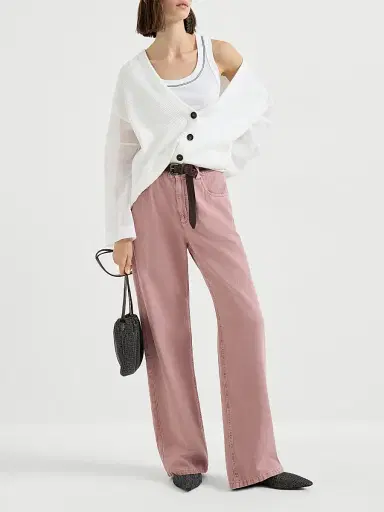 Brunello Cucinelli Women's Garment Dyed Contemporary Trousers - Pink | Thumbnail 6 Brunello Cucinelli Women's Garment Dyed Contemporary Trousers - Pink | Thumbnail 6