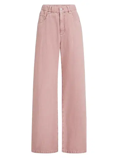 Brunello Cucinelli Women's Garment Dyed Contemporary Trousers - Pink | Thumbnail 1 Brunello Cucinelli Women's Garment Dyed Contemporary Trousers - Pink | Thumbnail 1
