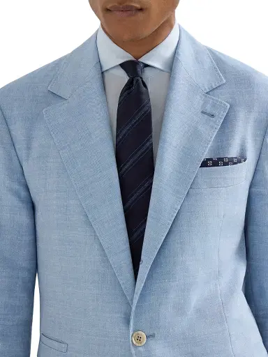 Brunello Cucinelli Men's Slubbed Stripes Silk and Cotton Tie | Thumbnail 2
