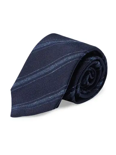 Brunello Cucinelli Men's Slubbed Stripes Silk and Cotton Tie | Thumbnail 3
