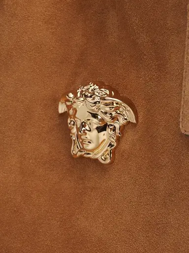 Versace Men's La Medusa Suede Tote - Cognac Gold | Thumbnail 5 Versace Men's La Medusa Suede Tote - Cognac Gold | Thumbnail 5