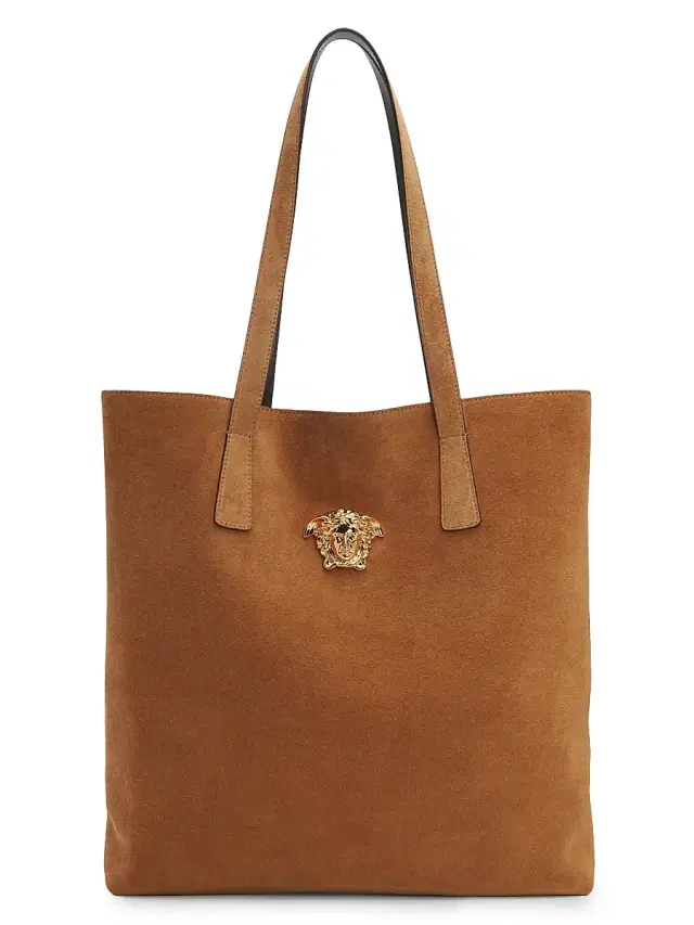 Men's La Medusa Suede Tote - Cognac  Gold