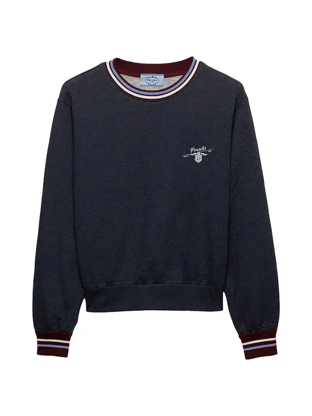 Women's Cotton Fleece Crew-Neck Sweatshirt - Blue