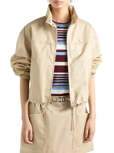 Prada Women's Nylon Blouson Jacket - Beige Khaki | Thumbnail 2 Prada Women's Nylon Blouson Jacket - Beige Khaki | Thumbnail 2