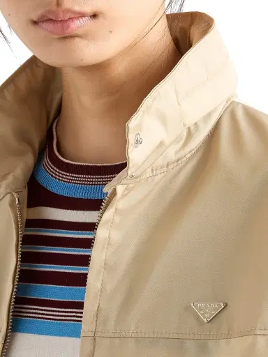 Prada Women's Nylon Blouson Jacket - Beige Khaki | Thumbnail 4 Prada Women's Nylon Blouson Jacket - Beige Khaki | Thumbnail 4
