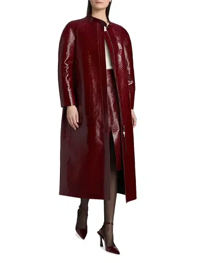Tom Ford Women's Snake-Embossed Leather Biker Coat | Thumbnail 2