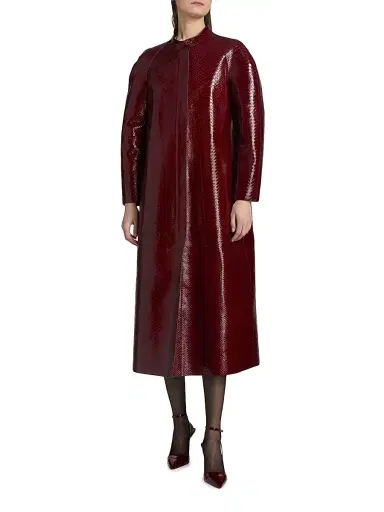 Tom Ford Women's Snake-Embossed Leather Biker Coat | Thumbnail 3