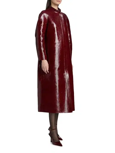 Tom Ford Women's Snake-Embossed Leather Biker Coat | Thumbnail 4