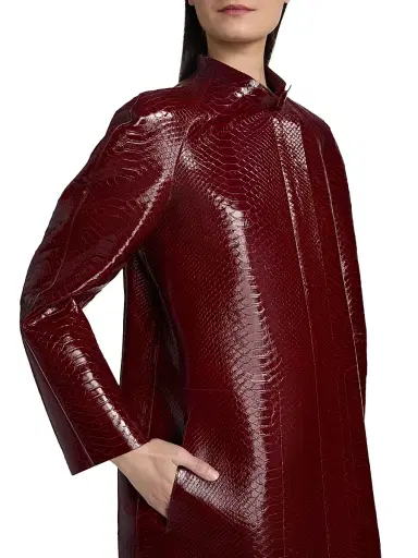 Tom Ford Women's Snake-Embossed Leather Biker Coat | Thumbnail 6
