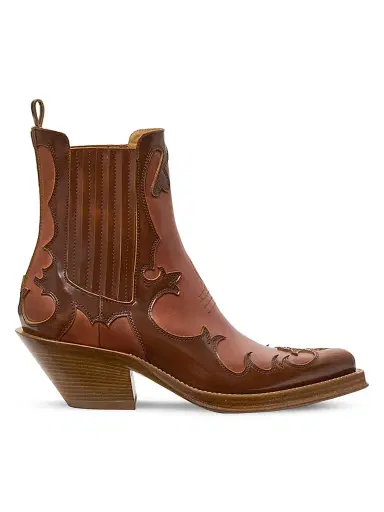 Gabriela Hearst Women's Cassidy 70MM Western-Style Leather Booties - Cognac - Size 11 | Thumbnail 1