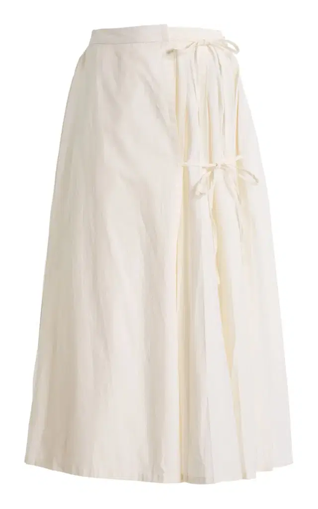 Lou Lou Pleated Cotton Midi Skirt