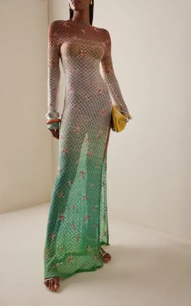 Missoni Embroidered Metallic-Knit Maxi Cover-Up Dress | Thumbnail 2