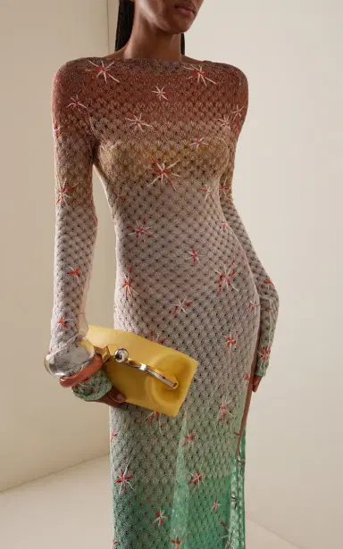 Missoni Embroidered Metallic-Knit Maxi Cover-Up Dress | Thumbnail 3