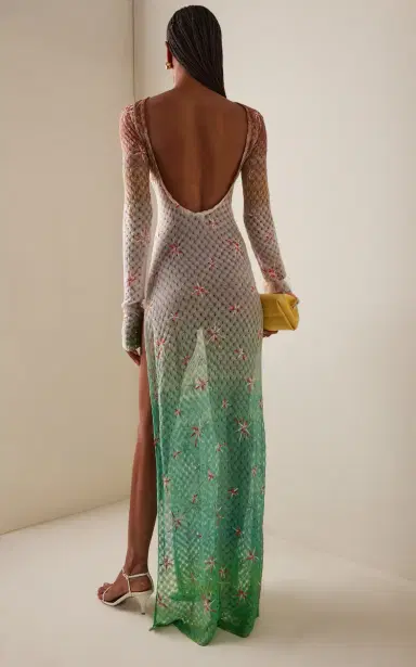 Missoni Embroidered Metallic-Knit Maxi Cover-Up Dress | Thumbnail 4