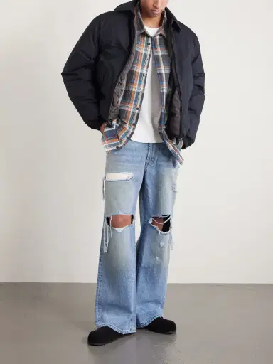 Satoshi Nakamoto Blessed To Be Stressed Straight-Leg Distressed Jeans - Men | Thumbnail 2
