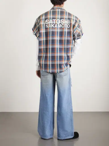 Satoshi Nakamoto Blessed To Be Stressed Straight-Leg Distressed Jeans - Men | Thumbnail 4