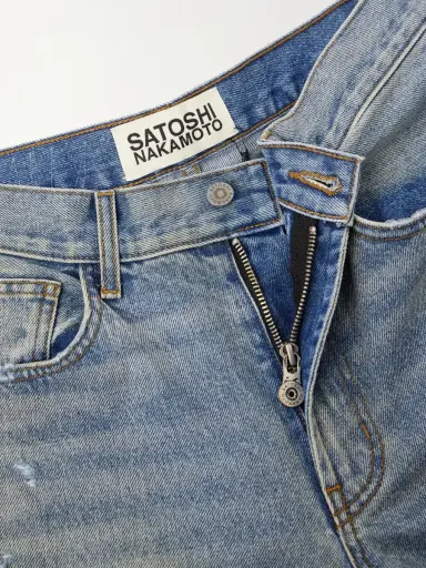 Satoshi Nakamoto Blessed To Be Stressed Straight-Leg Distressed Jeans - Men | Thumbnail 5