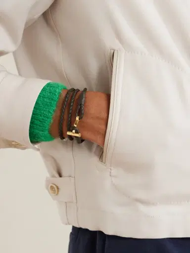Tom Ford Woven Leather and Gold-Plated Wrap Bracelet - Men | Thumbnail 2 Tom Ford Woven Leather and Gold-Plated Wrap Bracelet - Men | Thumbnail 2