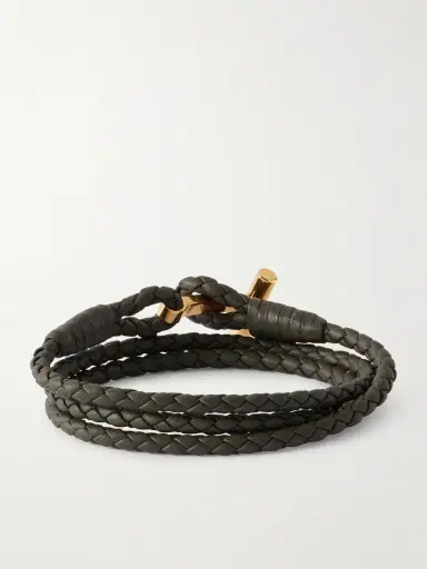 Tom Ford Woven Leather and Gold-Plated Wrap Bracelet - Men | Thumbnail 3 Tom Ford Woven Leather and Gold-Plated Wrap Bracelet - Men | Thumbnail 3