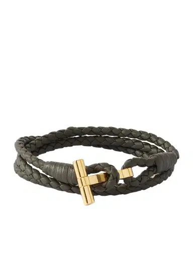 Tom Ford Woven Leather and Gold-Plated Wrap Bracelet - Men | Thumbnail 1 Tom Ford Woven Leather and Gold-Plated Wrap Bracelet - Men | Thumbnail 1