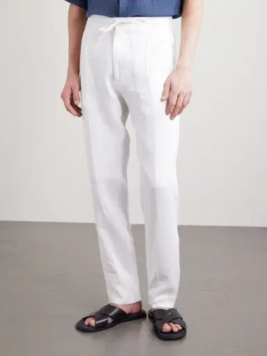 Lardini Tapered Linen Drawstring Trousers - Men | Thumbnail 3 Lardini Tapered Linen Drawstring Trousers - Men | Thumbnail 3