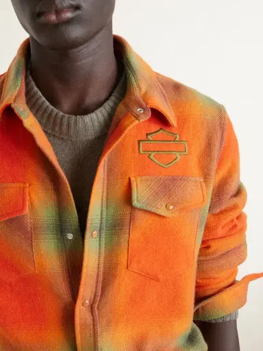 God’s True Cashmere Harley-Davidson Olive Logo-Embroidered Checked Cashmere-Flannel Shirt - Men | Thumbnail 5 God’s True Cashmere Harley-Davidson Olive Logo-Embroidered Checked Cashmere-Flannel Shirt - Men | Thumbnail 5