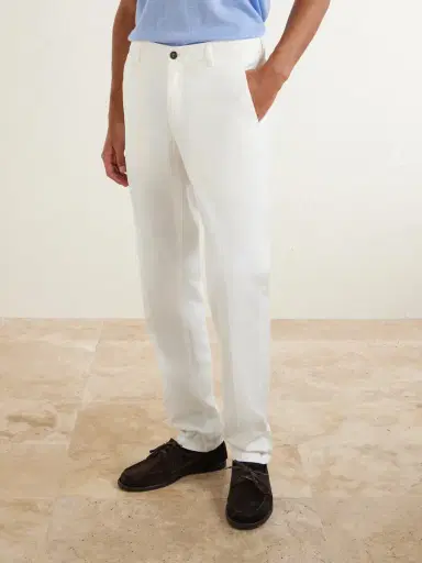 ELEVENTY Straight-Leg Stretch-Cotton and Silk-Blend Trousers - Men | Thumbnail 3