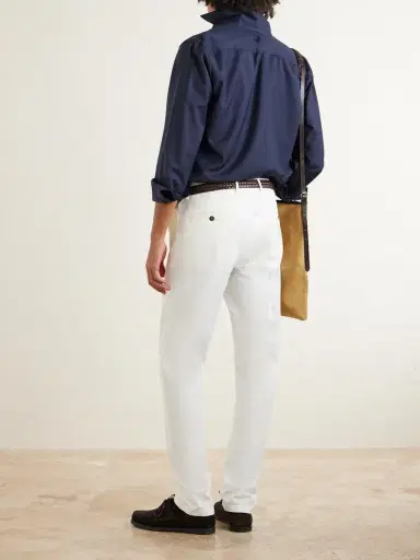 ELEVENTY Straight-Leg Stretch-Cotton and Silk-Blend Trousers - Men | Thumbnail 4