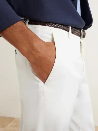 ELEVENTY Straight-Leg Stretch-Cotton and Silk-Blend Trousers - Men | Thumbnail 5