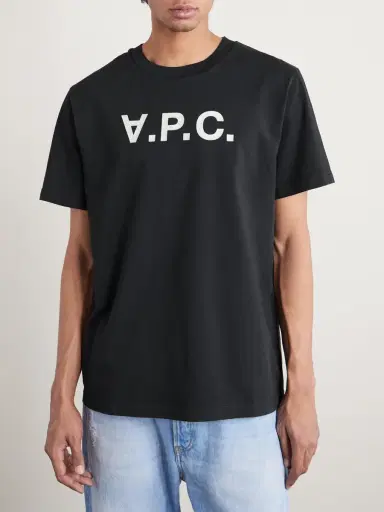 A.P.C. Standard Grand VPC Logo-Flocked Organic Cotton-Jersey T-Shirt - Men | Thumbnail 3