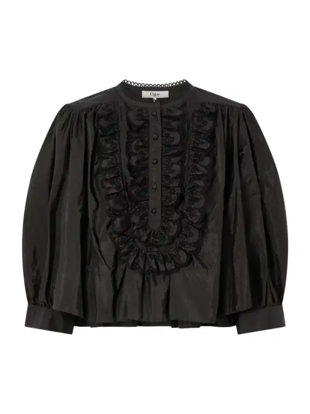 Ruffled Broderie Anglaise-trimmed Taffeta Blouse