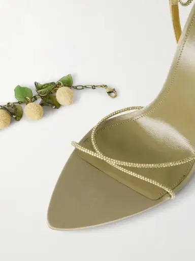 Saint Laurent Mon Chéri Embellished Suede-trimmed Satin Sandals | Thumbnail 5 Saint Laurent Mon Chéri Embellished Suede-trimmed Satin Sandals | Thumbnail 5
