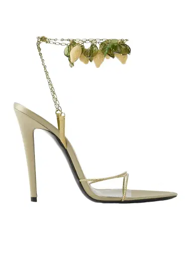 Saint Laurent Mon Chéri Embellished Suede-trimmed Satin Sandals | Thumbnail 1 Saint Laurent Mon Chéri Embellished Suede-trimmed Satin Sandals | Thumbnail 1