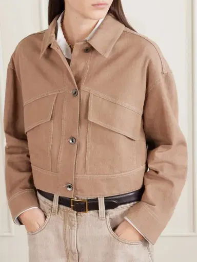 Brunello Cucinelli Cropped Cotton-twill Jacket | Thumbnail 3