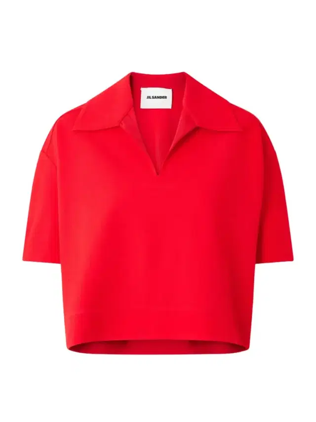 Cropped Crepe Polo Shirt