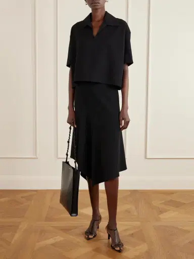 Jil Sander Cropped Crepe Polo Shirt | Thumbnail 2 Jil Sander Cropped Crepe Polo Shirt | Thumbnail 2