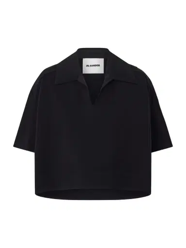 Jil Sander Cropped Crepe Polo Shirt | Thumbnail 1 Jil Sander Cropped Crepe Polo Shirt | Thumbnail 1