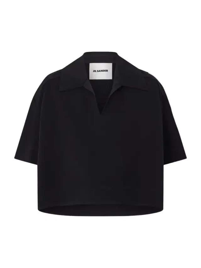 Cropped Crepe Polo Shirt