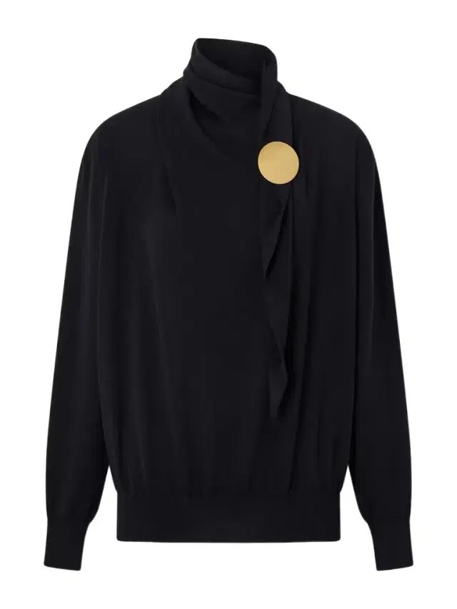 Embellished Scarf-detailed Wool Sweater