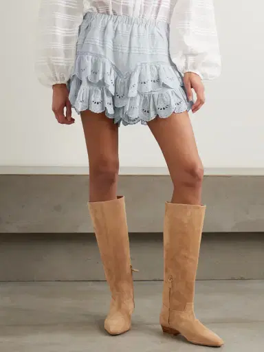 Marant Étoile Jocadia Lace And Broderie Anglaise-trimmed Organic Cotton-voile Shorts | Thumbnail 3 Marant Étoile Jocadia Lace And Broderie Anglaise-trimmed Organic Cotton-voile Shorts | Thumbnail 3