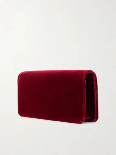 Valentino Garavani Vlogo Signature Mini Bow-detailed Velvet Shoulder Bag | Thumbnail 4
