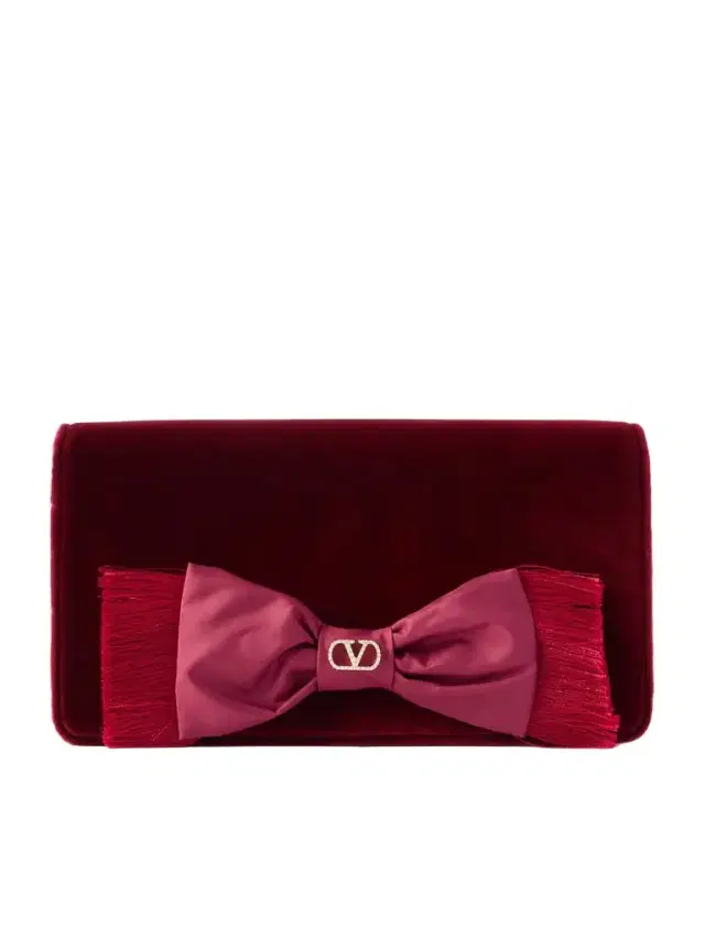 Vlogo Signature Mini Bow-detailed Velvet Shoulder Bag