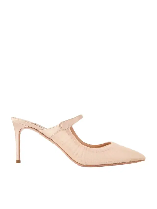 Voile 75 Pleated Satin-trimmed Tulle Mules