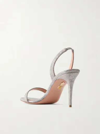 Aquazzura So Nude 85 Metallic Textured-leather Slingback Sandals | Thumbnail 3