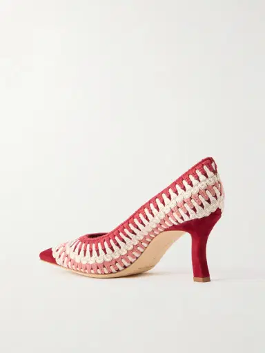Manolo Blahnik Ombohi 70 Raffia-trimmed Crocheted Pumps | Thumbnail 3 Manolo Blahnik Ombohi 70 Raffia-trimmed Crocheted Pumps | Thumbnail 3