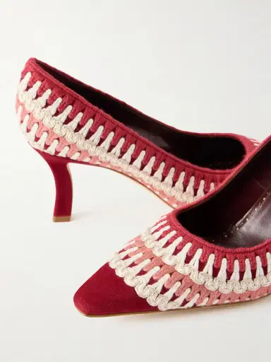 Manolo Blahnik Ombohi 70 Raffia-trimmed Crocheted Pumps | Thumbnail 5 Manolo Blahnik Ombohi 70 Raffia-trimmed Crocheted Pumps | Thumbnail 5
