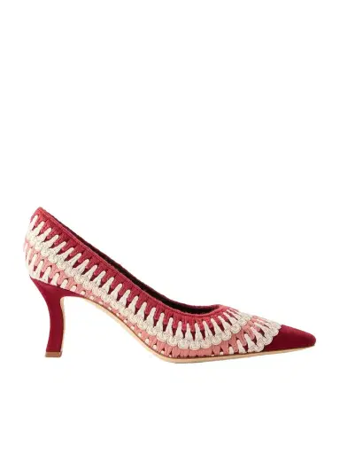 Manolo Blahnik Ombohi 70 Raffia-trimmed Crocheted Pumps | Thumbnail 1 Manolo Blahnik Ombohi 70 Raffia-trimmed Crocheted Pumps | Thumbnail 1